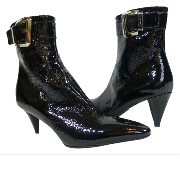 NEW Prada Black Patent Leather Buckle Ankle Boot - Picture 1 of 8